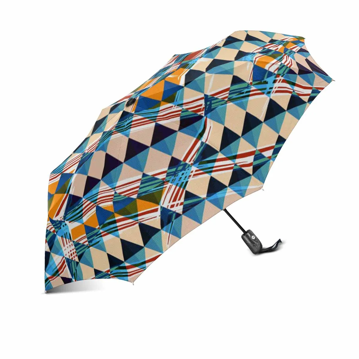 Bright graffiti geometric pattern automatic umbrella foldable with totes