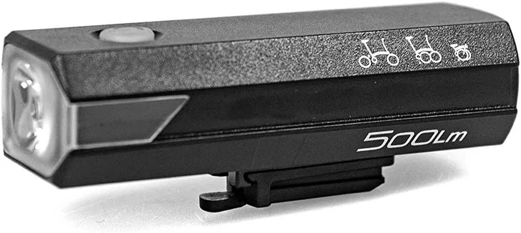Brompton Front USB Rechargeable Bike Light – 500 Lumens | Handlebar Mount | Lithium Battery | Black