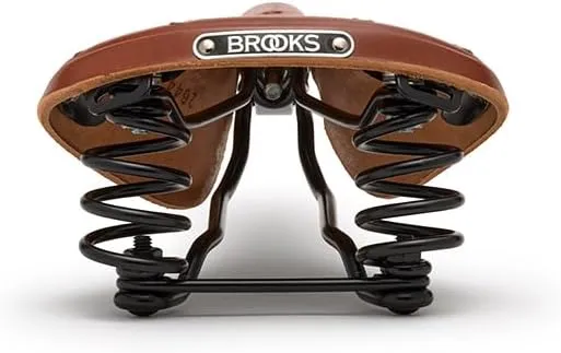 Brooks England Flyer, Touring Leather Bike Saddle with Suspension Springs