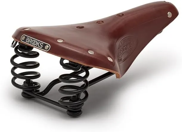 Brooks England Flyer, Touring Leather Bike Saddle with Suspension Springs