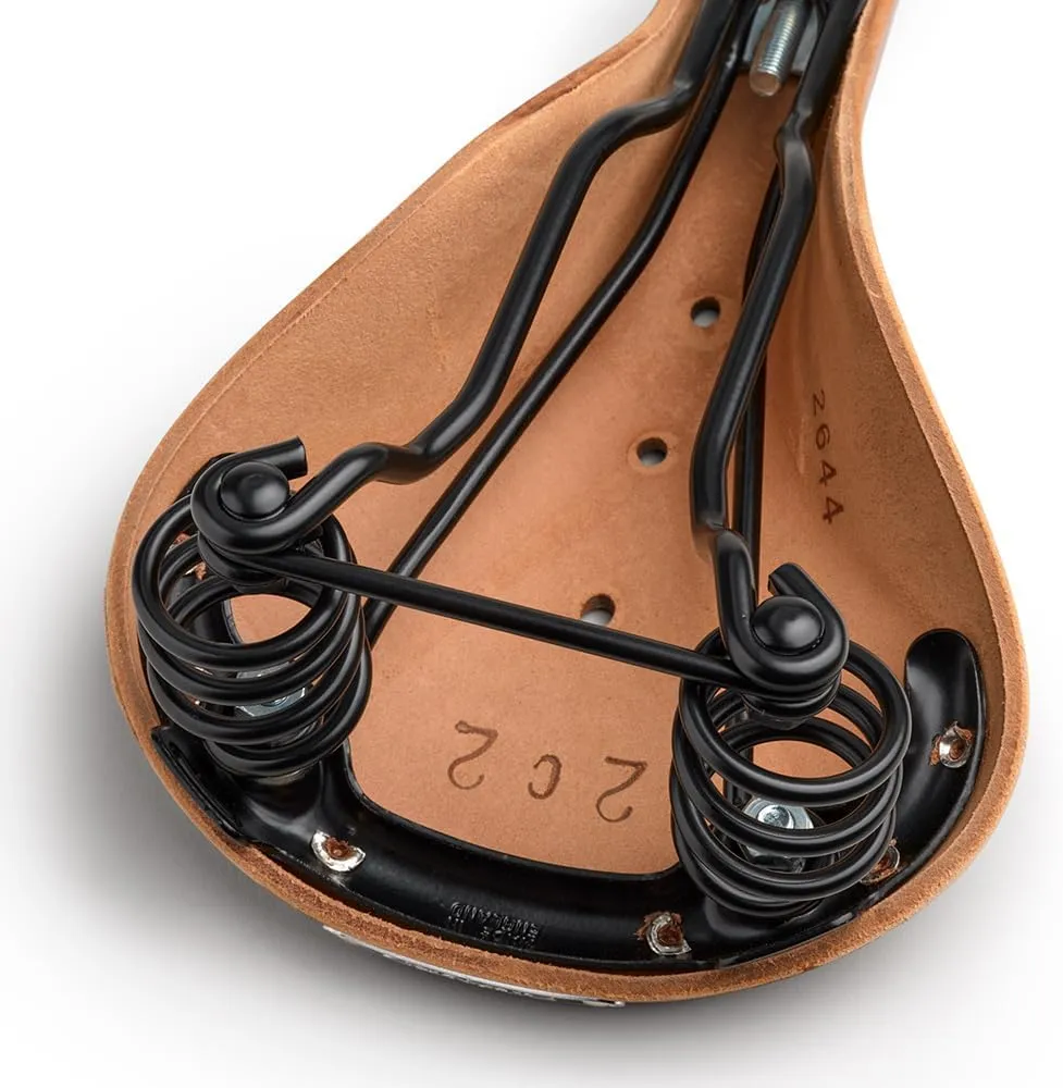 Brooks England Flyer, Touring Leather Bike Saddle with Suspension Springs