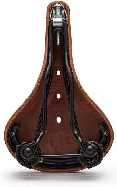 Brooks England Flyer, Touring Leather Bike Saddle with Suspension Springs