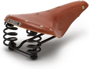 Brooks England Flyer, Touring Leather Bike Saddle with Suspension Springs