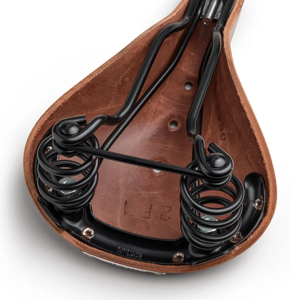 Brooks England Flyer, Touring Leather Bike Saddle with Suspension Springs