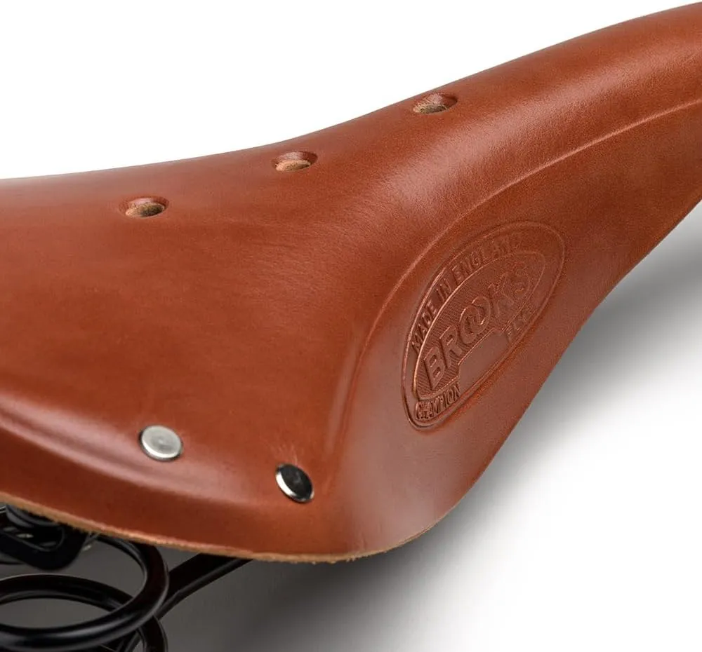 Brooks England Flyer, Touring Leather Bike Saddle with Suspension Springs