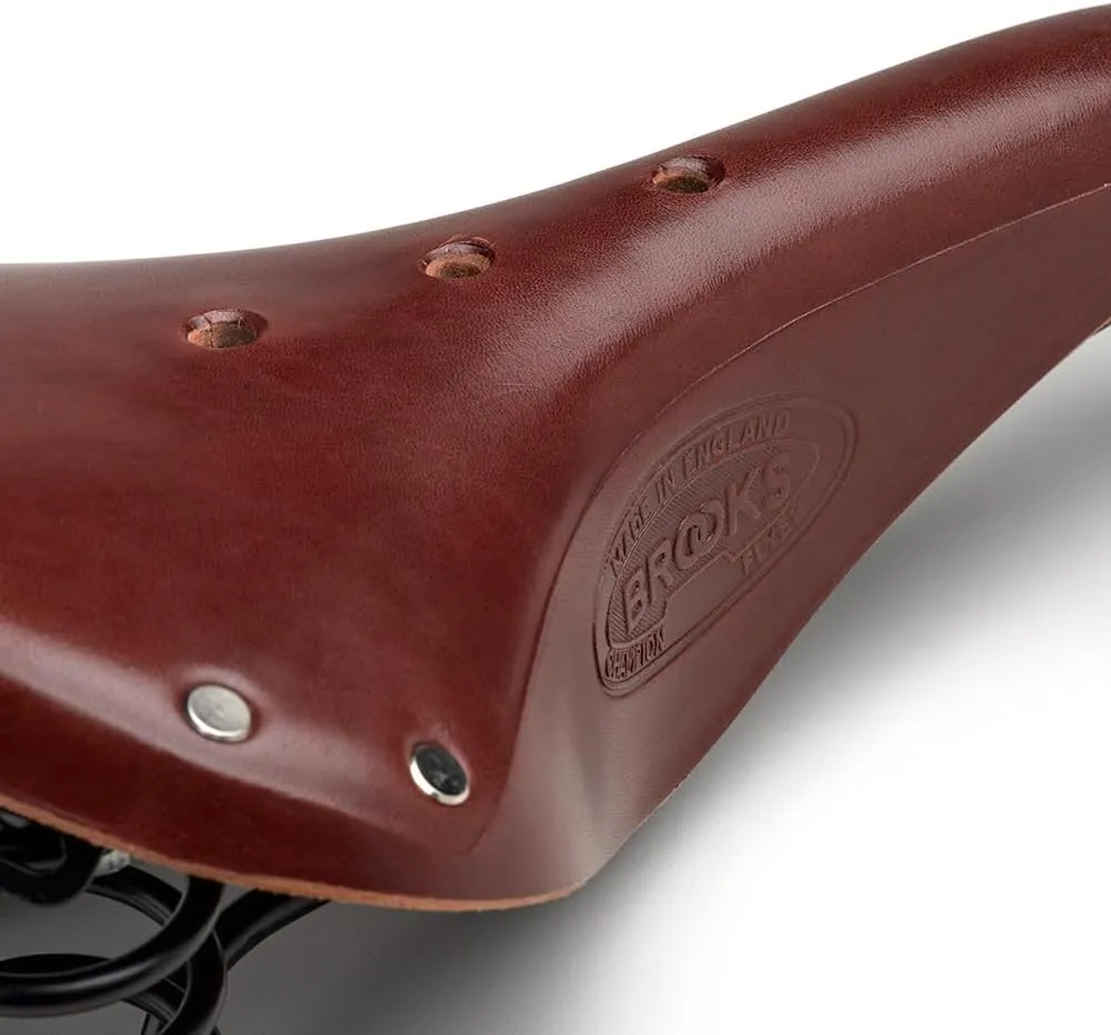 Brooks England Flyer, Touring Leather Bike Saddle with Suspension Springs