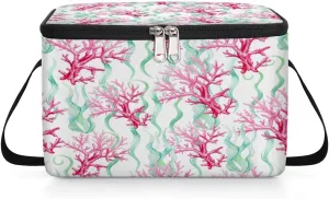 Budxapjw Red Corals Womens Lunch Bag with Shoulder Strap Seaweed Reusable Men Sports Insulated Lunch Box Leakproof Cooler Tote Bag for Office Picnic Hiking Beach