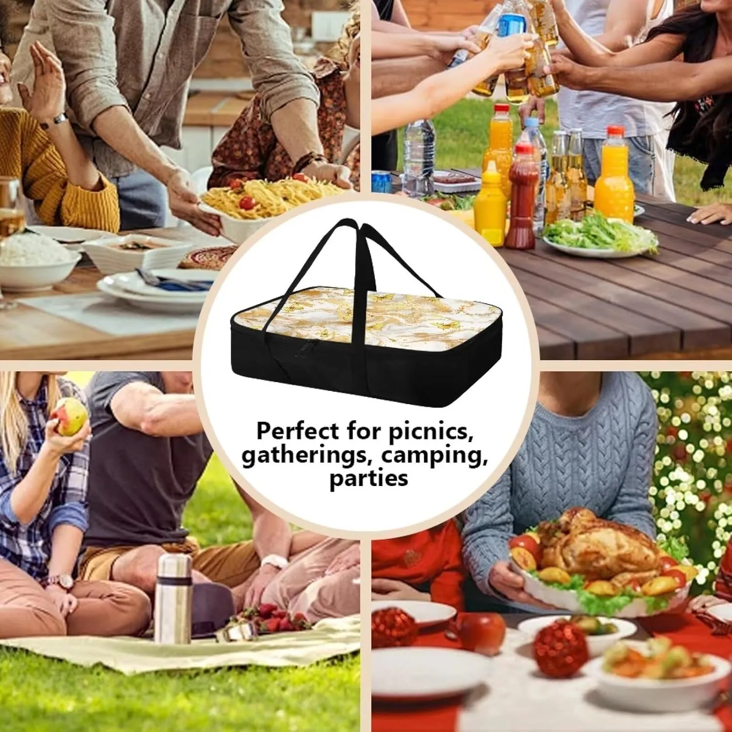 Butterfly Marble Print Insulated Casserole Carriers Portable Food Warmer for Hot or Cold Food Lasagna Holder Tote Casserole Dish Carrying Case for Parties Travel Potluck