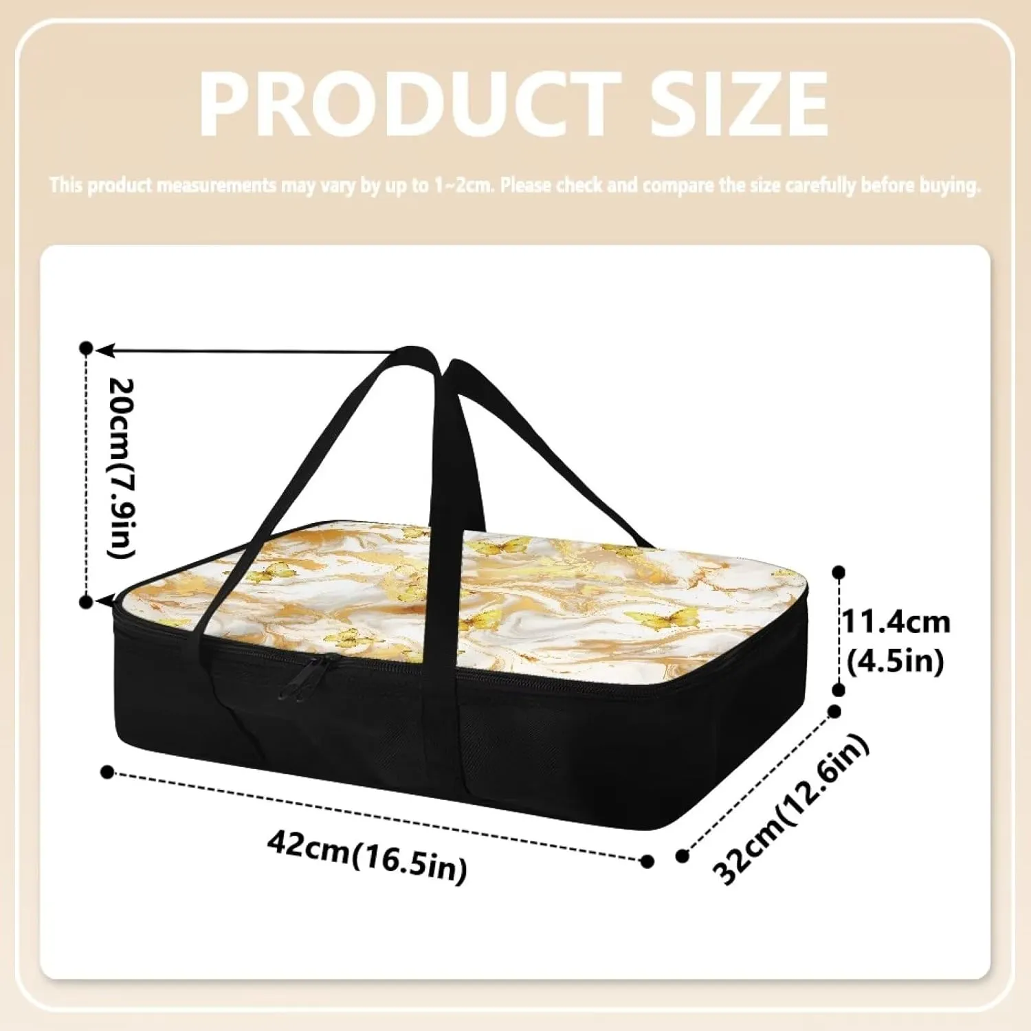 Butterfly Marble Print Insulated Casserole Carriers Portable Food Warmer for Hot or Cold Food Lasagna Holder Tote Casserole Dish Carrying Case for Parties Travel Potluck