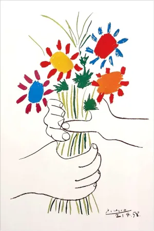 buyartforless The Flower Bouquet by Pablo Picasso 36x24 Museum Floral Art Print Poster