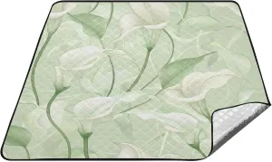 Calla Lily Flower Pastel Colors Mint Green Waterproof Picnic Mat XXL Hiking Outdoor Playmat for Ground Summer Gift cojines para Picnic