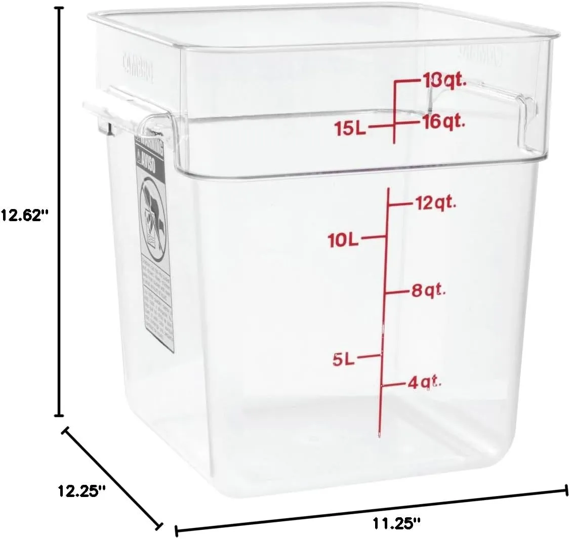 Cambro Camwear Polycarbonate Square Food Storage container, 18 Quart