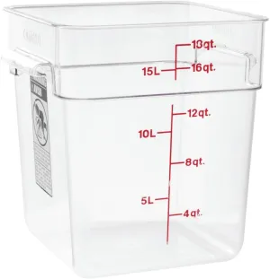Cambro Camwear Polycarbonate Square Food Storage container, 18 Quart