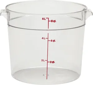 Cambro Food Storage Container - Round Series - 6 QT (Quart) - Commercial Grade for Food Prep (Clear)
