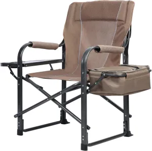 Camping Chairs, Fishing Chair, Folding Ice Camping Chair for Adults, Outdoor Folding Chair with Cooler Bag and Cup Holder, Director Chair for Fishing, Lawn, Patio, Garden 1 Set