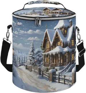 Camping Cooler Bag, Christmas Winter Happy Scene Print Portable Ice Pack Outdoor Cooler Bag Picnic Cooler Bag Foldable Cooler Bag, style
