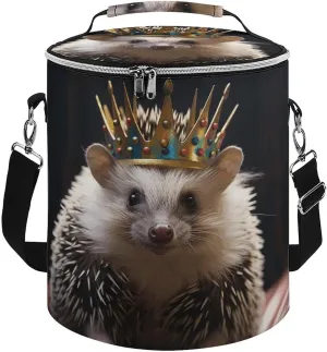 Camping Cooler Bag, Crown with Hedgehog Print Portable Ice Pack Outdoor Cooler Bag Picnic Cooler Bag Foldable Cooler Bag, style