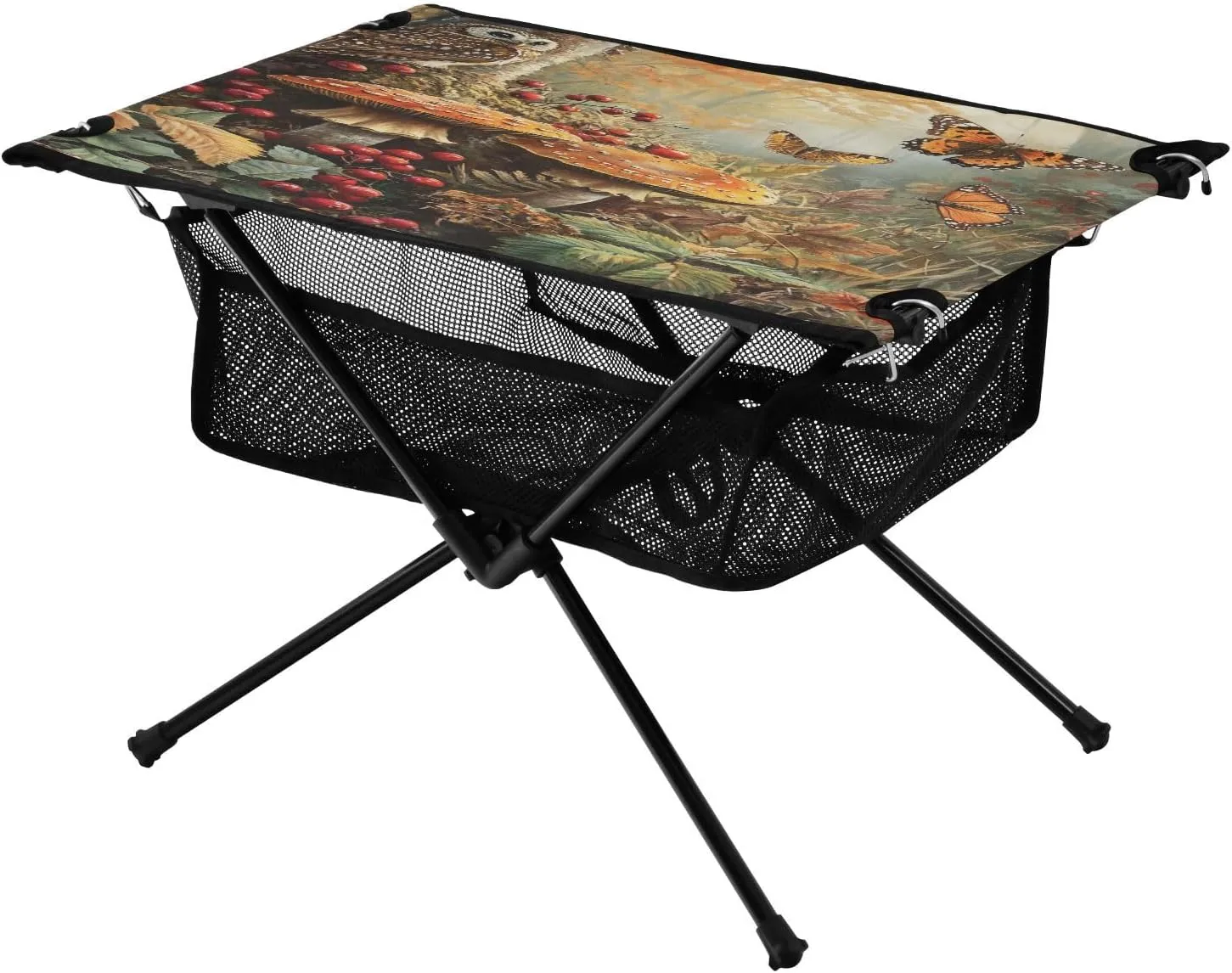 Camping Table Lightweight Portable Folding Table with Mesh Storage Net Butterfly Flower Mushroom Ideal for Camping Hiking Beach Picnic Travel Backyard