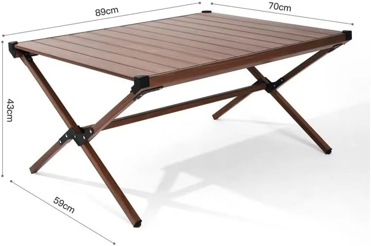 Camping Table, Outdoor Portable Folding Camping Table with Aluminum Roll Up Tabletop and Carrying Bags for Picnic, Cooking, Camping, Beach(C)