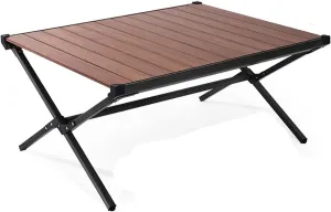 Camping Table, Outdoor Portable Folding Camping Table with Aluminum Roll Up Tabletop and Carrying Bags for Picnic, Cooking, Camping, Beach(C)