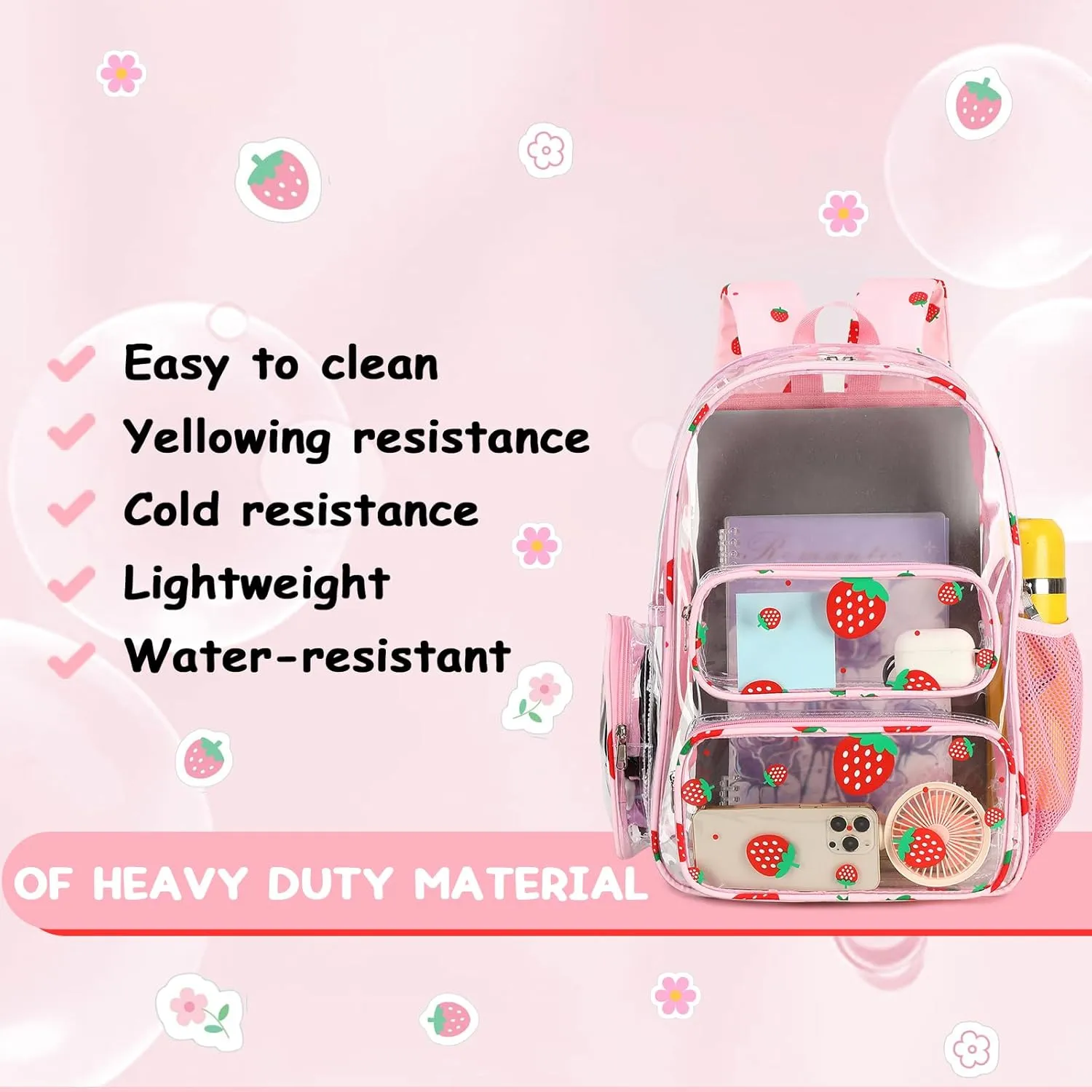 CAMTOP Clear Backpack Heavy Duty Transparent Bag See Through BookBag for Student School Work Festival Sport Travel