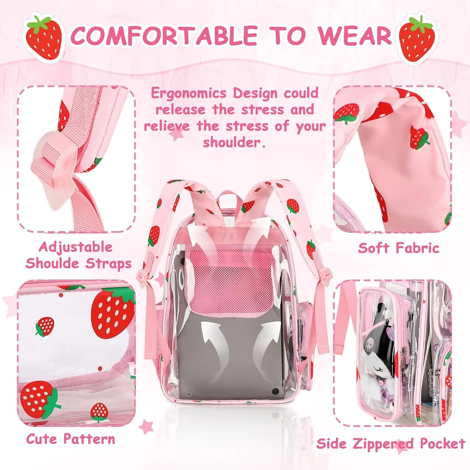 CAMTOP Clear Backpack Heavy Duty Transparent Bag See Through BookBag for Student School Work Festival Sport Travel