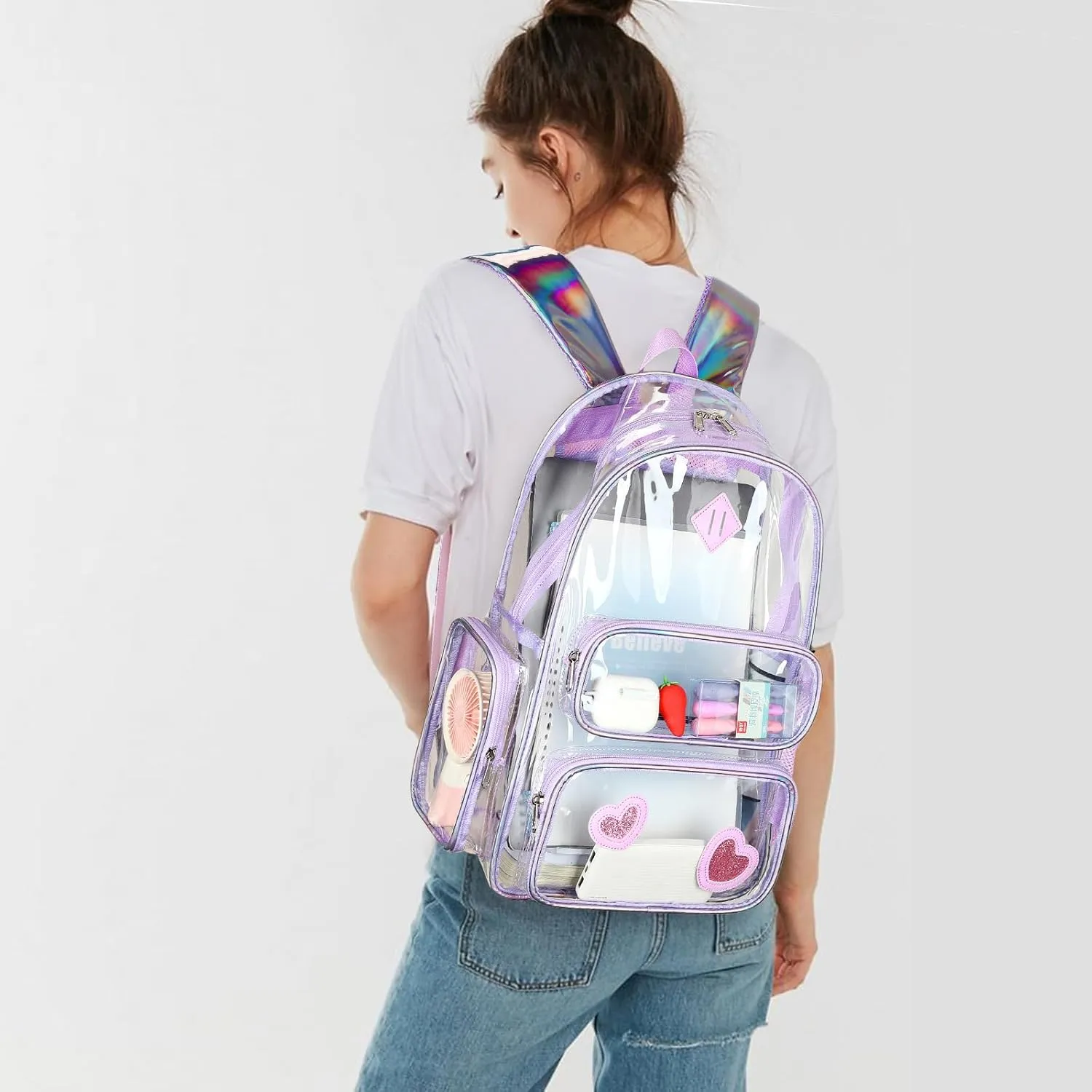 CAMTOP Clear Backpack Heavy Duty Transparent Bag See Through BookBag for Student School Work Festival Sport Travel