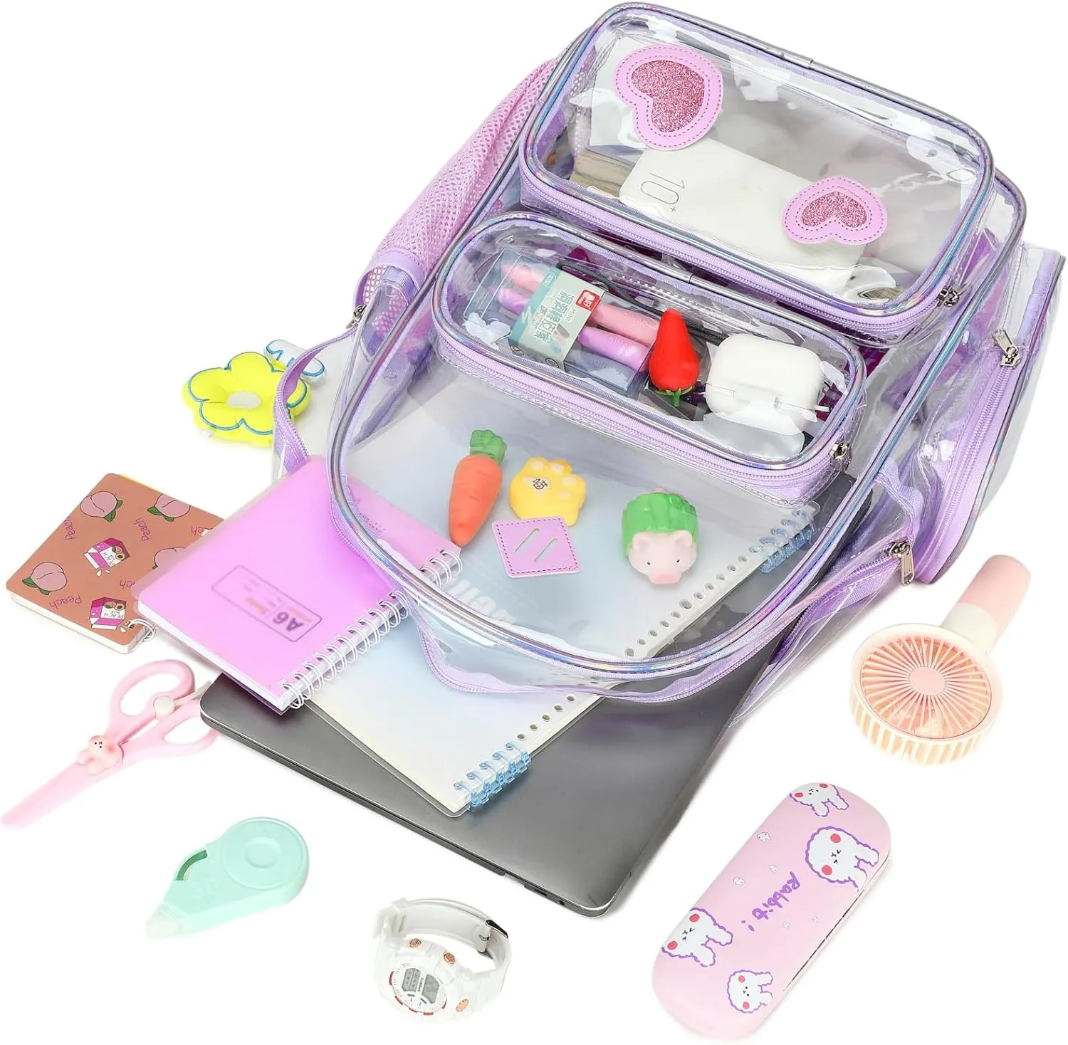 CAMTOP Clear Backpack Heavy Duty Transparent Bag See Through BookBag for Student School Work Festival Sport Travel