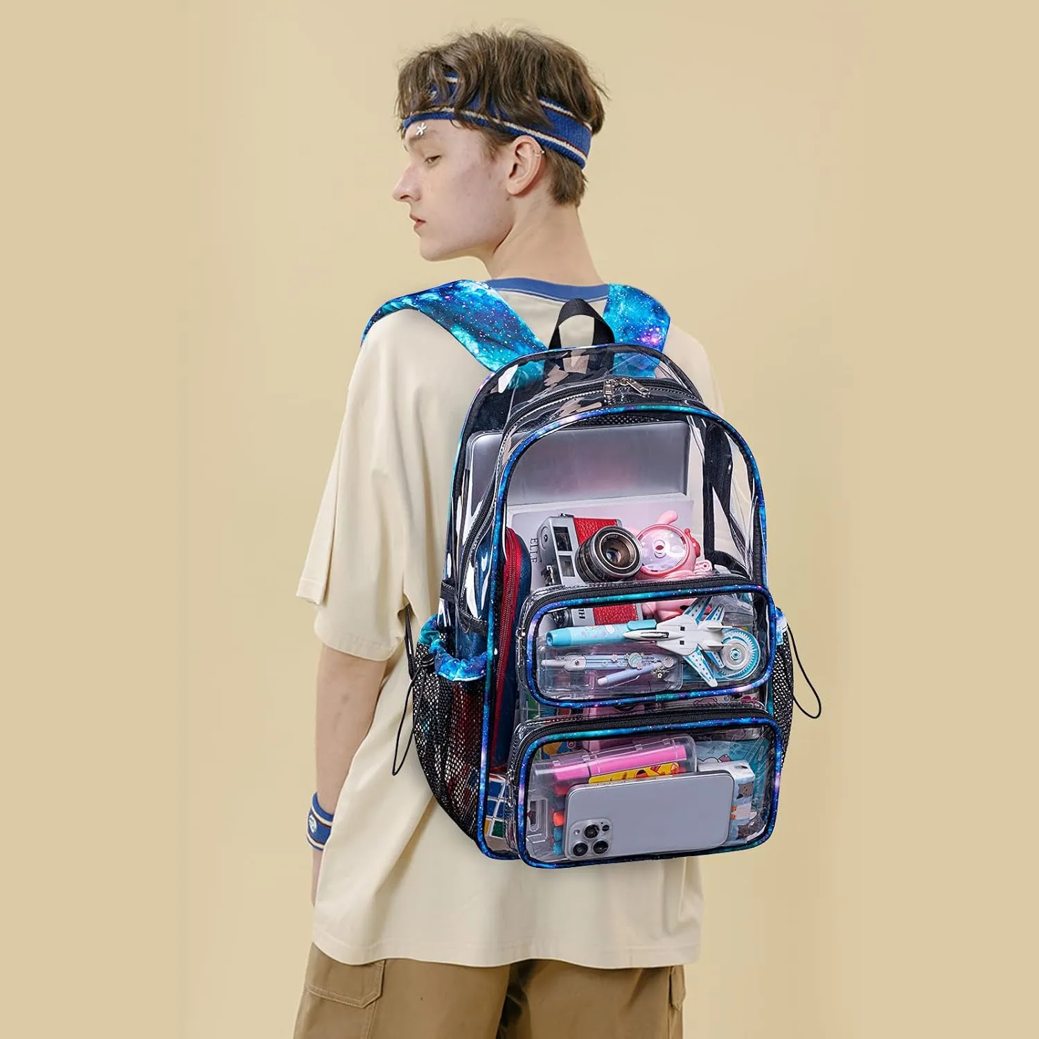 CAMTOP Clear Backpack Heavy Duty Transparent Bag See Through BookBag for Student School Work Festival Sport Travel