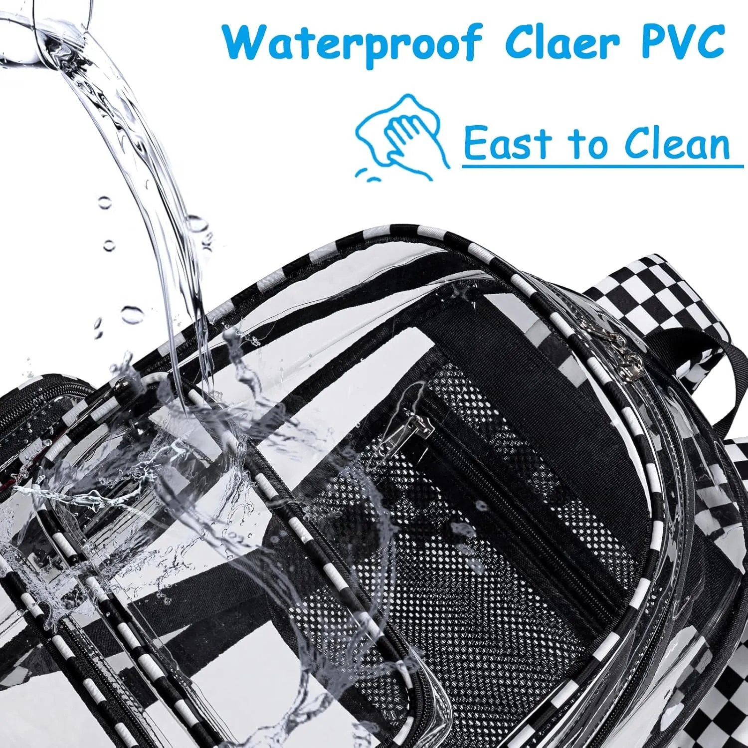 CAMTOP Clear Backpack Heavy Duty Transparent Bag See Through BookBag for Student School Work Festival Sport Travel