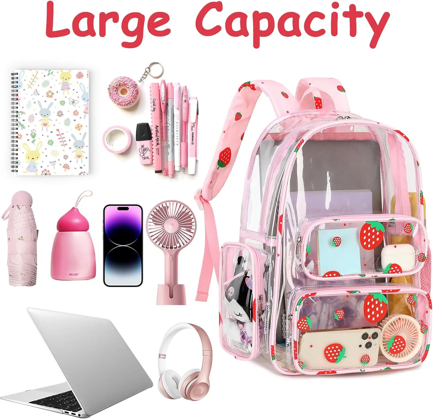 CAMTOP Clear Backpack Heavy Duty Transparent Bag See Through BookBag for Student School Work Festival Sport Travel