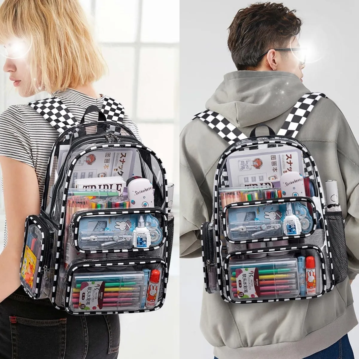 CAMTOP Clear Backpack Heavy Duty Transparent Bag See Through BookBag for Student School Work Festival Sport Travel