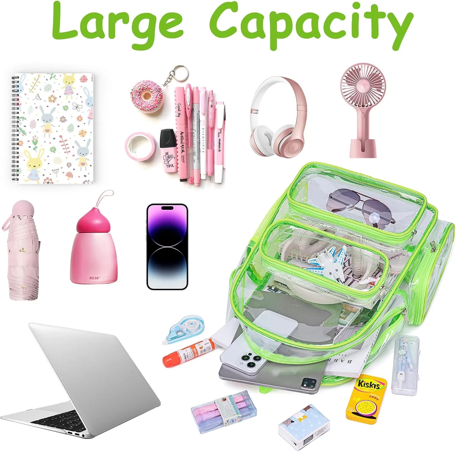 CAMTOP Clear Backpack Heavy Duty Transparent Bag See Through BookBag for Student School Work Festival Sport Travel
