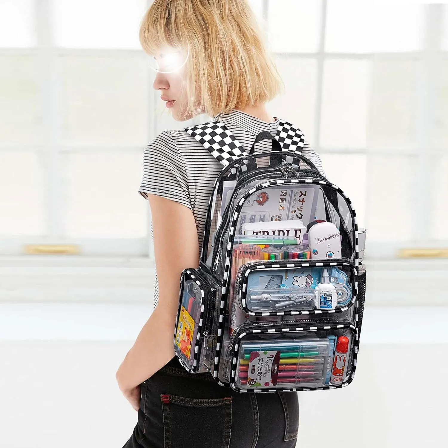 CAMTOP Clear Backpack Heavy Duty Transparent Bag See Through BookBag for Student School Work Festival Sport Travel