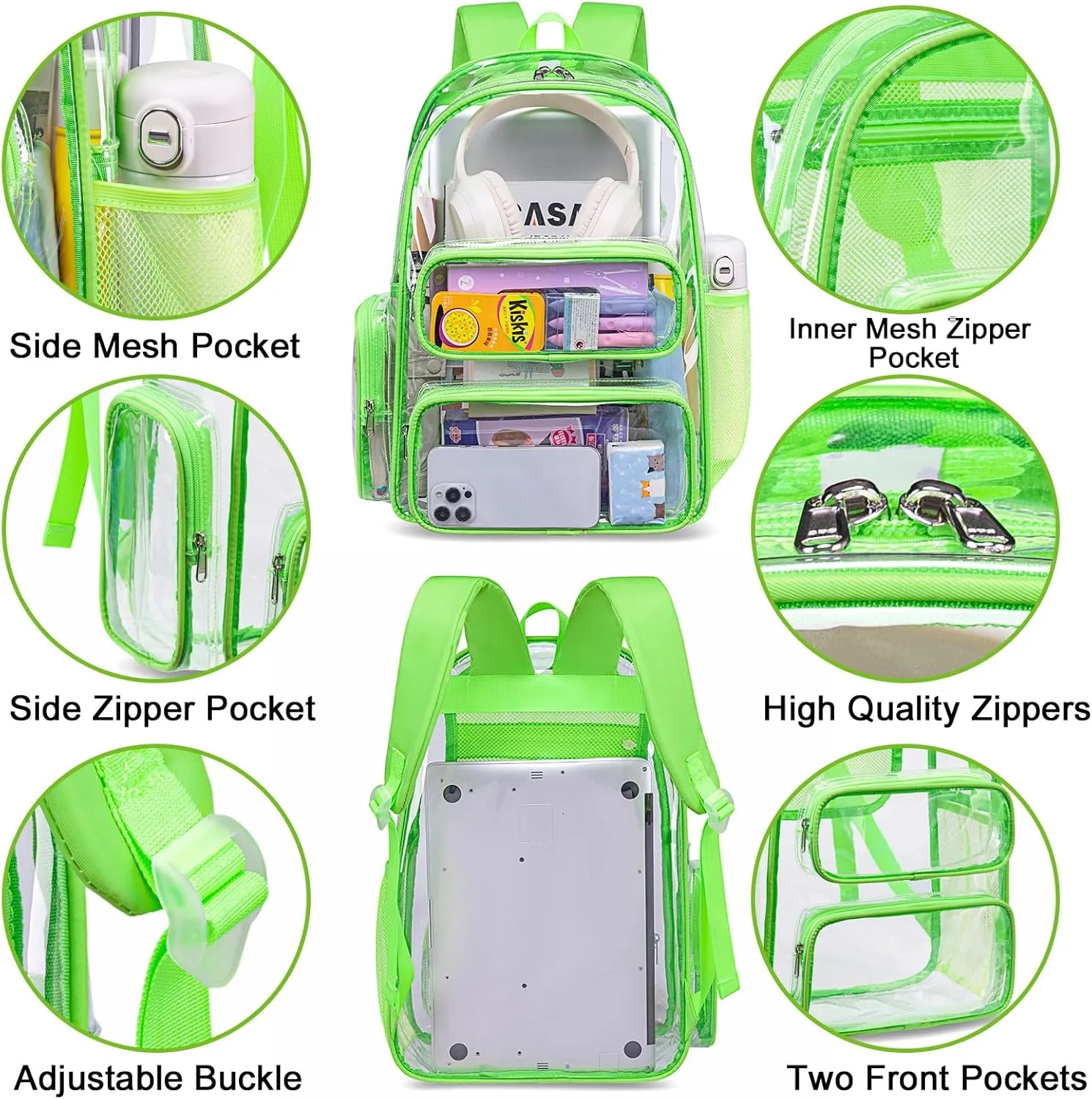 CAMTOP Clear Backpack Heavy Duty Transparent Bag See Through BookBag for Student School Work Festival Sport Travel