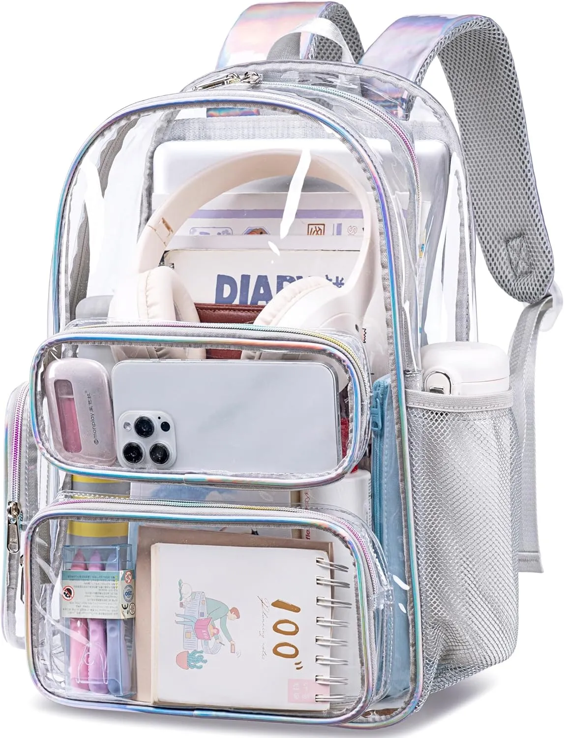 CAMTOP Clear Backpack Stadium Events Heavy Duty Large Clear Backpacks BookBag for Kids Student School Festival Work Sport Travel
