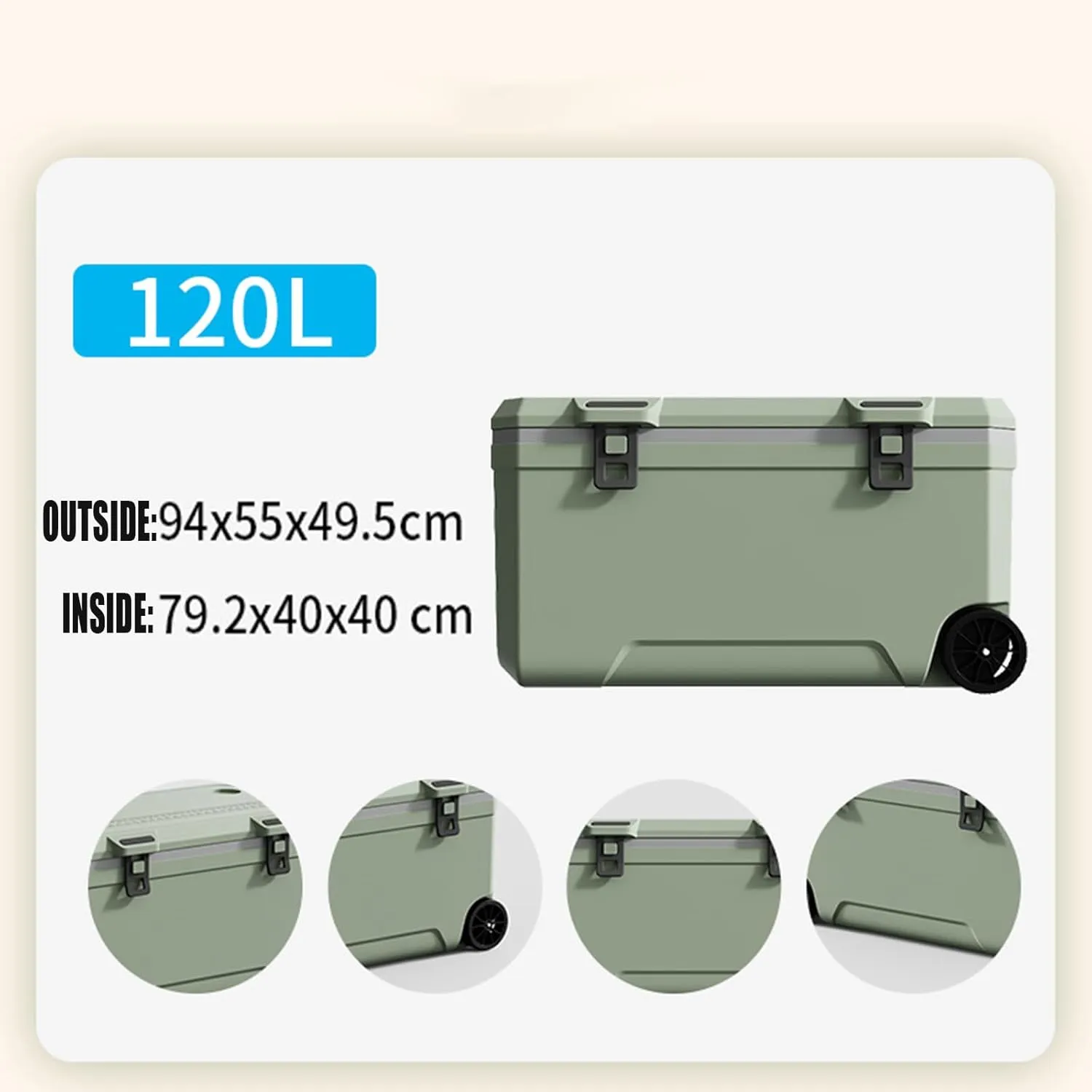 Car Camping Coolers for Chrysler Pacifica/Town/Country, Waterproof Portable Cooler, Leak Proof Picnic Insulated Bag, Ultra-Light Premium Ice Chest Box,A-Green-120L