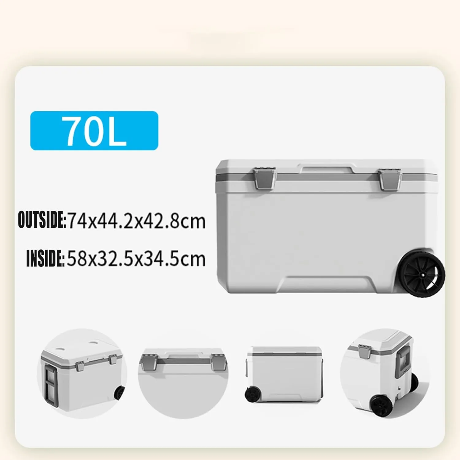Car Camping Coolers for Jeep Wrangler JL/Grand Cherokee/Wrangler TJ, Waterproof Portable Cooler, Leak Proof Picnic Insulated Bag, Ultra-Light Premium Ice Chest Box,B-White-70L