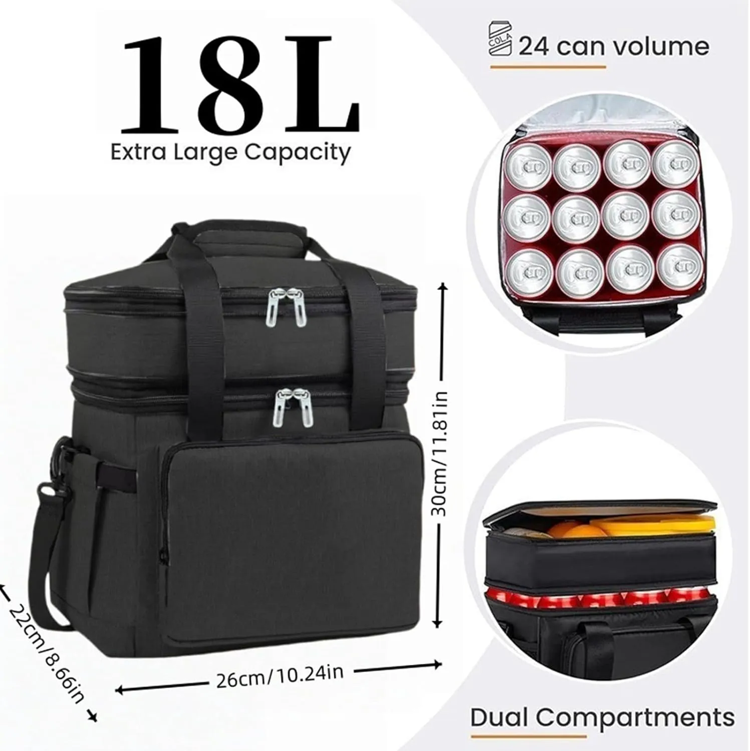 Car Camping Coolers for Peugeot 2008/3008/4008/5008/Partner/Rifter/Bipper, Leak Proof Cooler, Portable Lightweight Ice Chest Box, Compartments Waterproof Insulated Bag,B-Grey