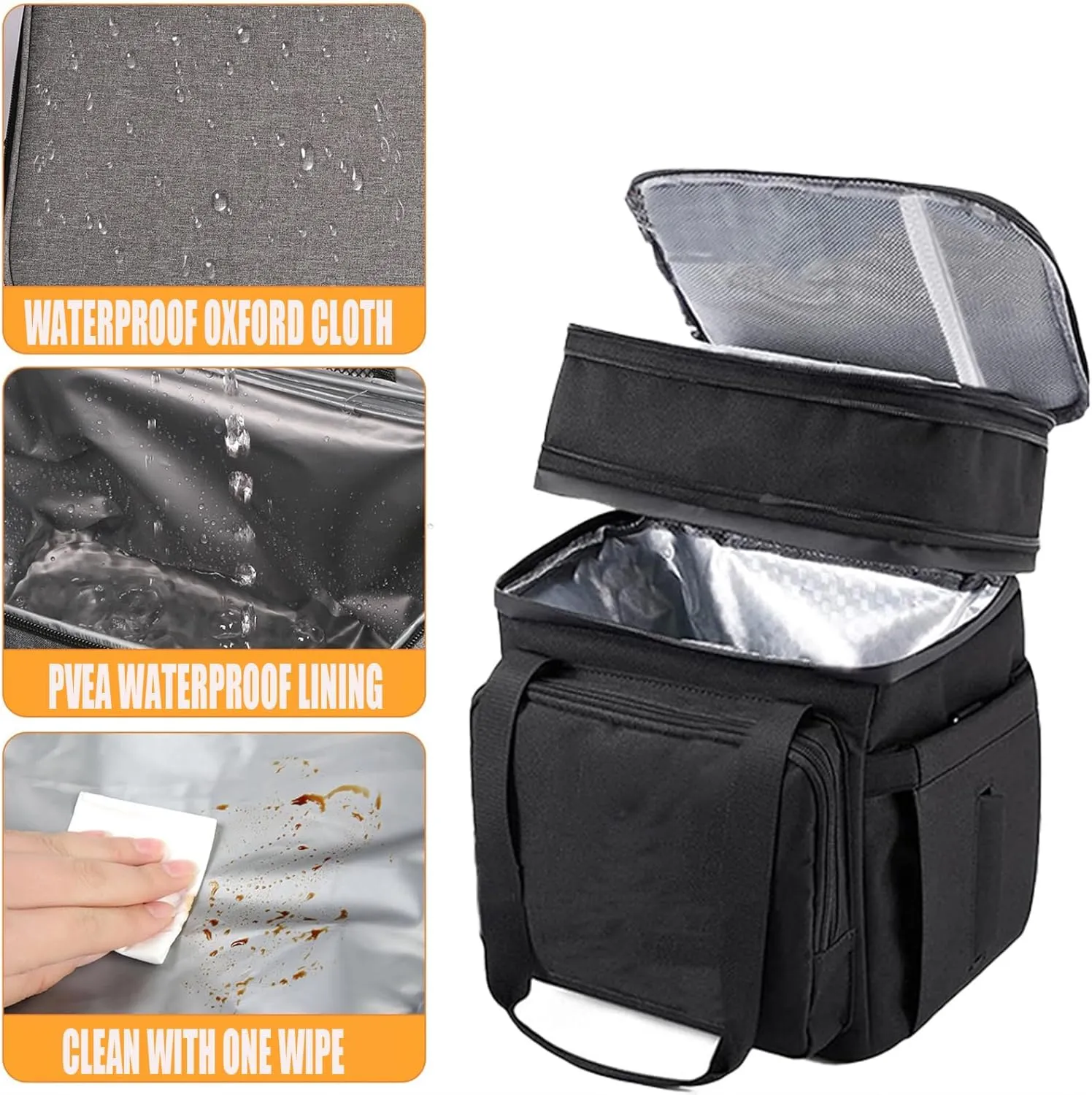 Car Camping Coolers for Peugeot 2008/3008/4008/5008/Partner/Rifter/Bipper, Leak Proof Cooler, Portable Lightweight Ice Chest Box, Compartments Waterproof Insulated Bag,B-Grey