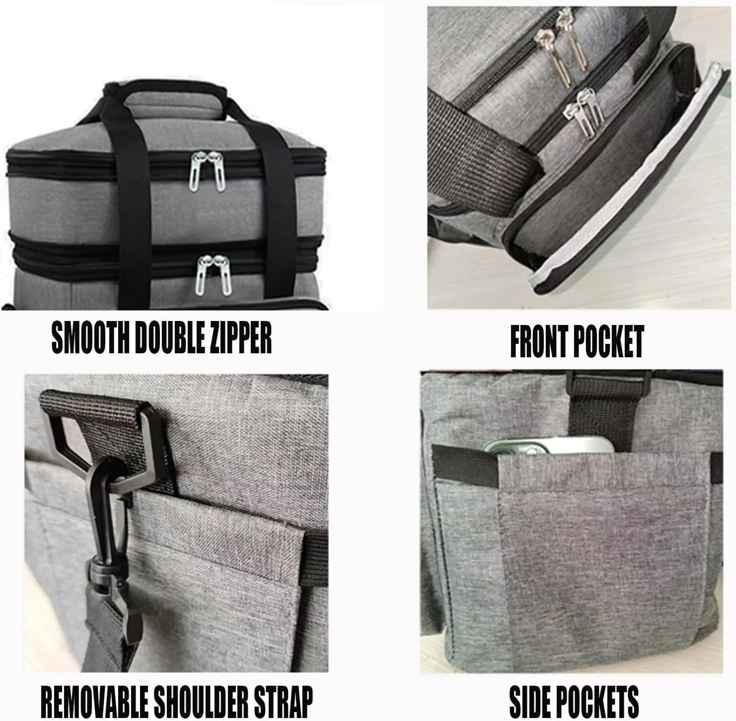 Car Camping Coolers for Peugeot 2008/3008/4008/5008/Partner/Rifter/Bipper, Leak Proof Cooler, Portable Lightweight Ice Chest Box, Compartments Waterproof Insulated Bag,B-Grey
