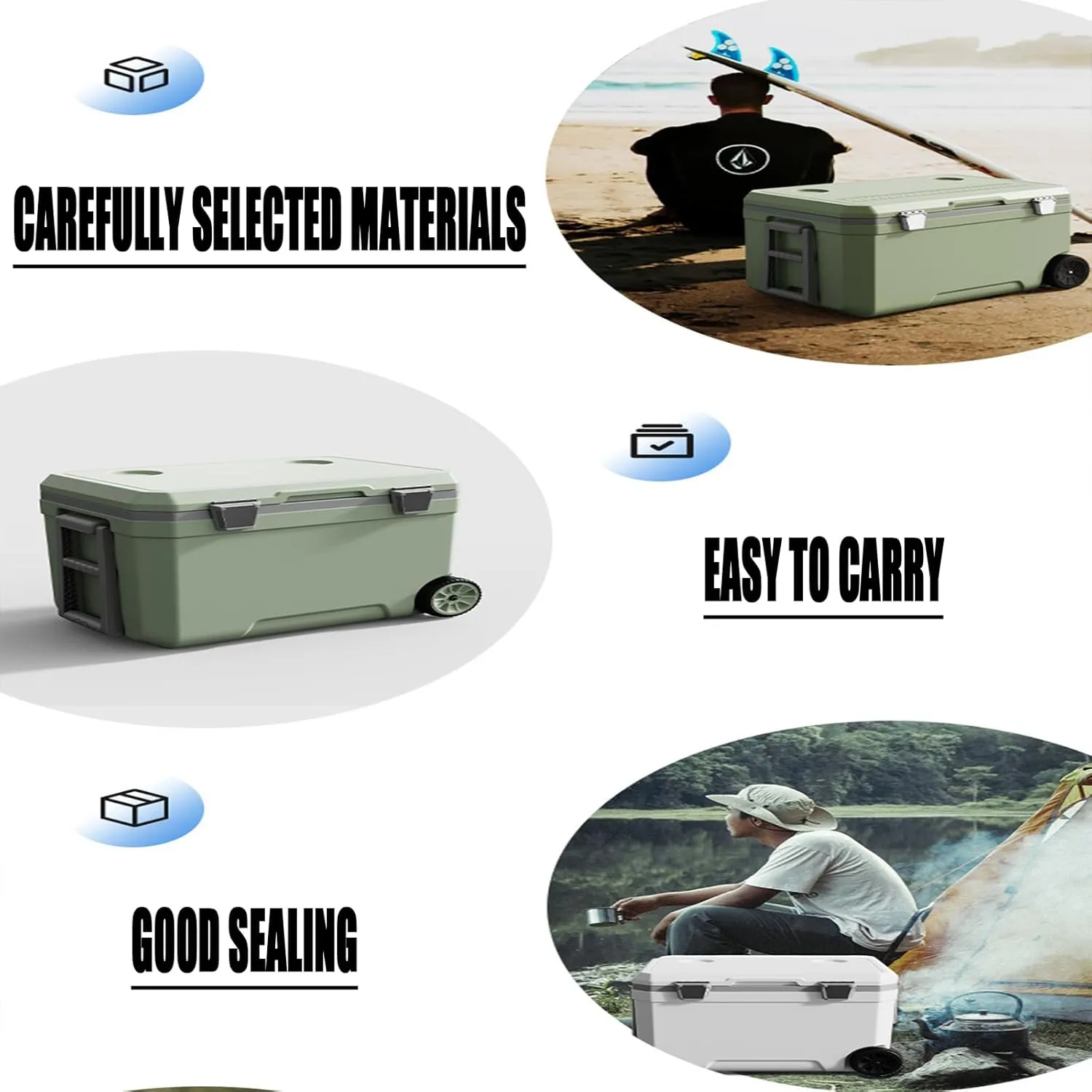 Car Camping Coolers for Smart Concept/fortwo/forfour/Roadster, Waterproof Portable Cooler, Leak Proof Picnic Insulated Bag, Ultra-Light Premium Ice Chest Box,C-Blue-70L