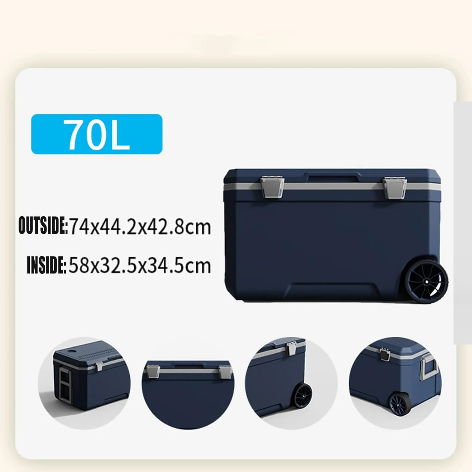 Car Camping Coolers for Smart Concept/fortwo/forfour/Roadster, Waterproof Portable Cooler, Leak Proof Picnic Insulated Bag, Ultra-Light Premium Ice Chest Box,C-Blue-70L