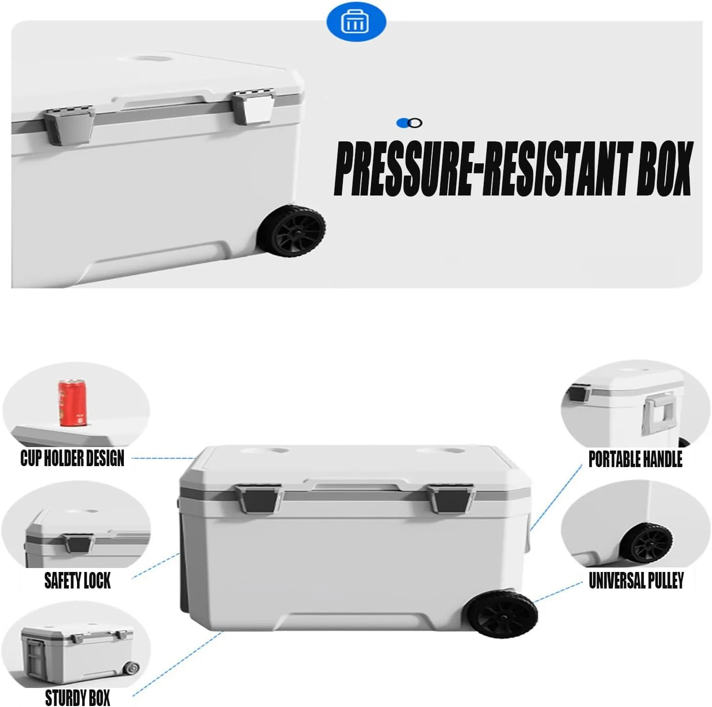 Car Camping Coolers for Smart Concept/fortwo/forfour/Roadster, Waterproof Portable Cooler, Leak Proof Picnic Insulated Bag, Ultra-Light Premium Ice Chest Box,C-Blue-70L