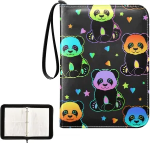 Card Binder 400 Pockets Trading Card Binder Holder with 50 Removable Sleeves,Card Binder Album with Zipper Portable Card Folder for Baseball Football Games Sports Cards,Bright Colorful Pattern