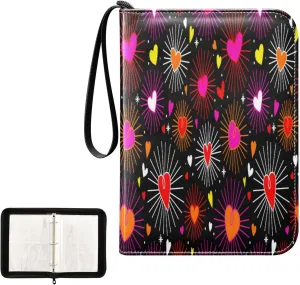 Card Binder 400 Pockets Trading Card Binder Holder with 50 Removable Sleeves,Card Binder Album with Zipper Portable Card Folder for Baseball Football Games Sports Cards,Colorful Heart