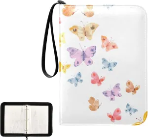 Card Binder 400 Pockets Trading Card Binder Holder with 50 Removable Sleeves,Card Binder Album with Zipper Portable Card Folder for Baseball Football Games Sports Cards,Flying Colorful Butterfl