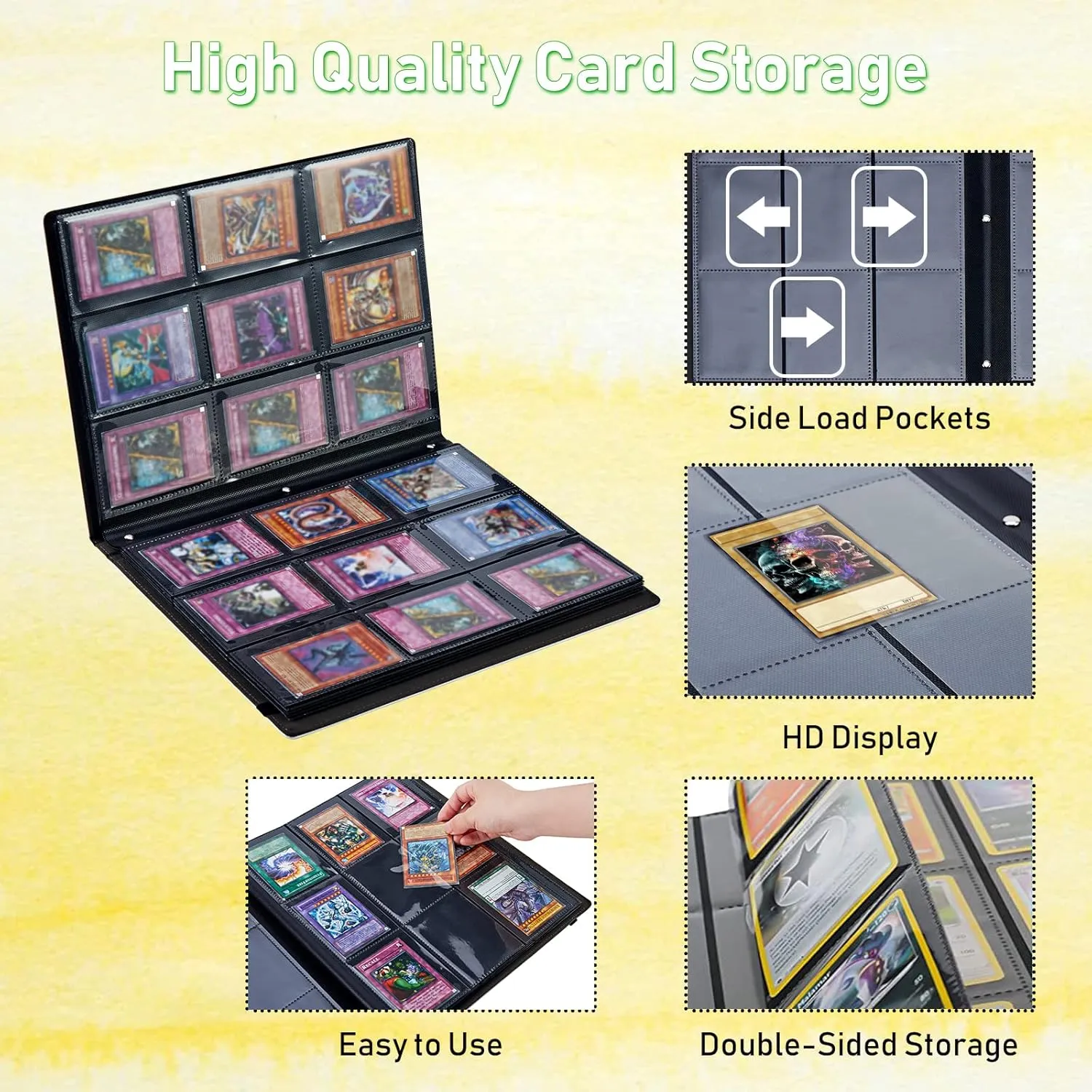 Card Binder 9 Pocket Trading Card Album Folder 900 Side Loading Pocket Binder Baseball Card Binder with Moon Floral Flower Pattern Design Card Binder for Game Cards & Sports Cards