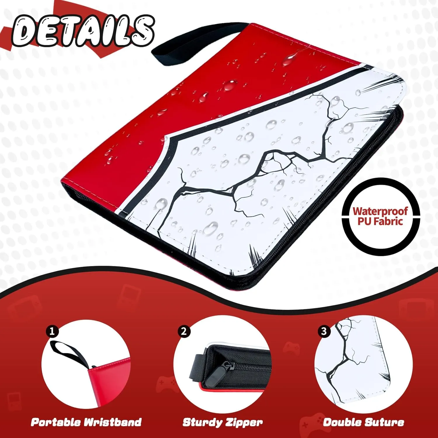 Card Binder for Trading Card 9 Pocket, 900 Pockets Card Holder with 50 Removable Sleeves, Waterproof Trading Binders for Standard Size Cards Display Storage Carrying Case