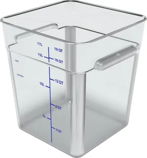 Carlisle FoodService Products Squares Square Food Storage Container with Stackable Design for Catering, Buffets, Restaurants, Polycarbonate (Pc), 18 Quarts, Clear